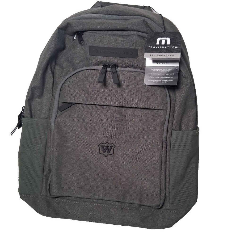 Travis Mathew Backpack 22L Dark Olive Padded Laptop Pocket Comfort NEW